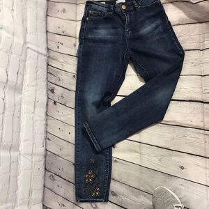 Tribal Jeans Ankle Jegfing Blinged with Rhinestones missing GUC otherwise sz 4